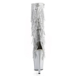 Pleaser ADORE-2024RSF Silver Platform Fringe Boots