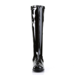 Funtasma RETRO-300 Black Patent Chunky Heel 70s Boots