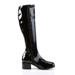 Funtasma RETRO-300 Black Patent Chunky Heel 70s Boots