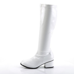 Funtasma RETRO-300 White Patent Chunky Heel 70s Boots
