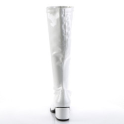Funtasma RETRO-300 White Patent Chunky Heel 70s Boots