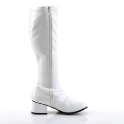 Funtasma RETRO-300 White Patent Chunky Heel 70s Boots