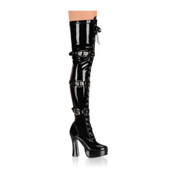 Pleaser ELECTRA-3028 Patent Platform Thigh High Boots