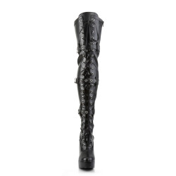 Pleaser ELECTRA-3028 Black Platform Thigh High Boots