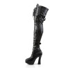 Pleaser ELECTRA-3028 Black Platform Thigh High Boots