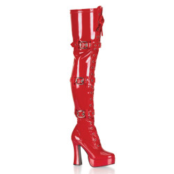 Pleaser ELECTRA-3028 Red Platform Thigh High Boots
