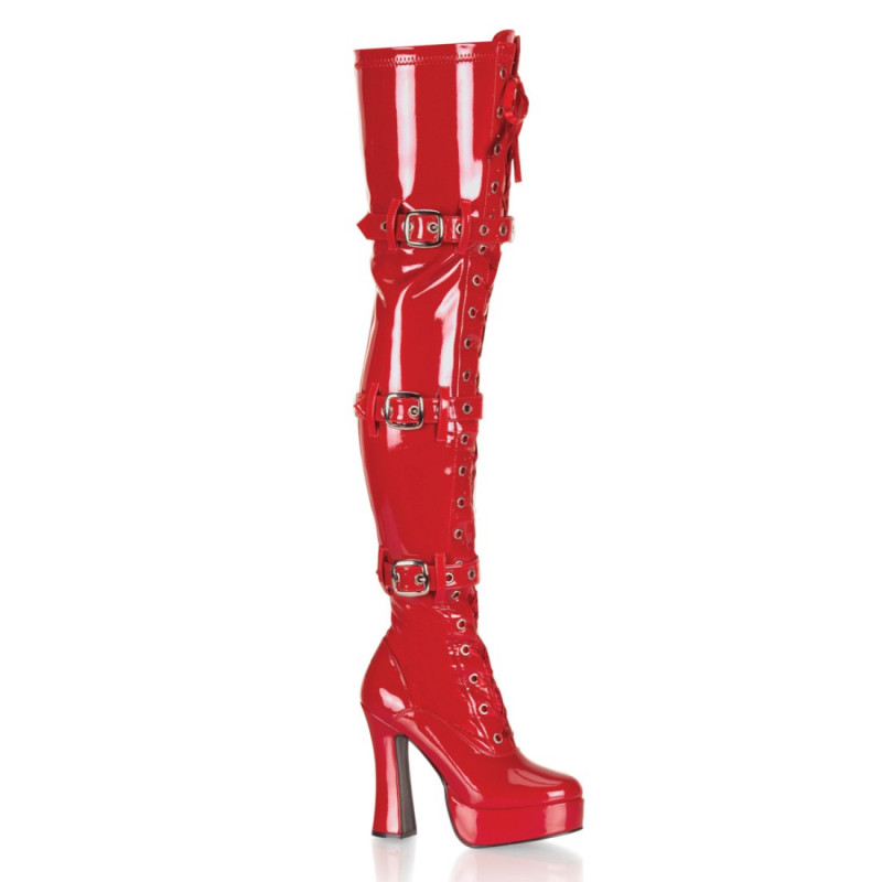 Pleaser ELECTRA-3028 Red Platform Thigh High Boots Pleaser ELECTRA-3028 Red Platform Thigh High Boots