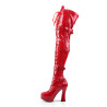 Pleaser ELECTRA-3028 Red Platform Thigh High Boots