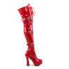 Pleaser ELECTRA-3028 Red Platform Thigh High Boots