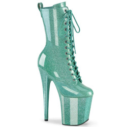 Pleaser FLAMINGO-1040GP Baby Blue Glitter Heeled Boots