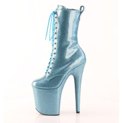 Pleaser FLAMINGO-1040GP Baby Blue Glitter Patent Boots