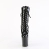 Pleaser FLAMINGO-1040GP Black Glitter Patent Ankle Boots