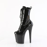 Pleaser FLAMINGO-1040GP Black Glitter Patent Ankle Boots