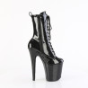 Pleaser FLAMINGO-1040GP Black Glitter Patent Ankle Boots
