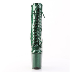 Pleaser FLAMINGO-1040GP Green Glitter Patent Ankle Boots