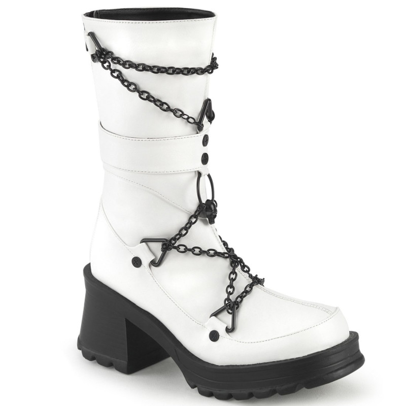 Demonia BRATTY-120 White Vegan Leather Sale Women Demonia BRATTY-120 White Vegan Leather Sale Women