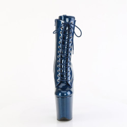 Pleaser FLAMINGO-1040GP Blue Glitter Patent Ankle Boots