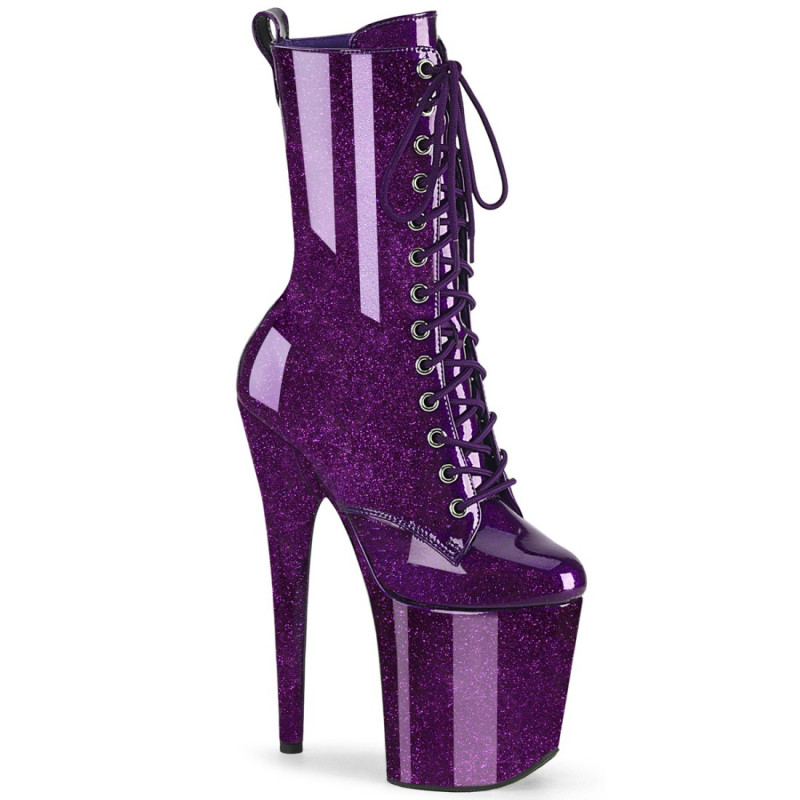 Pleaser FLAMINGO-1040GP Purple Glitter Patent Boots Pleaser FLAMINGO-1040GP Purple Glitter Patent Boots