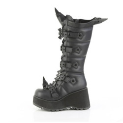 Demonia SCENE-157 Black Vegan Knee High Platform Boots