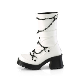 Demonia BRATTY-120 White Vegan Leather Sale Women