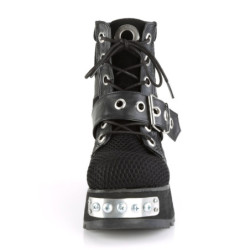 Demonia SCENE-53 Black Vegan Ankle High Platform Boots