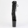Pleaser FLAMINGO-1041GP Black Glitter Patent Ankle Boots
