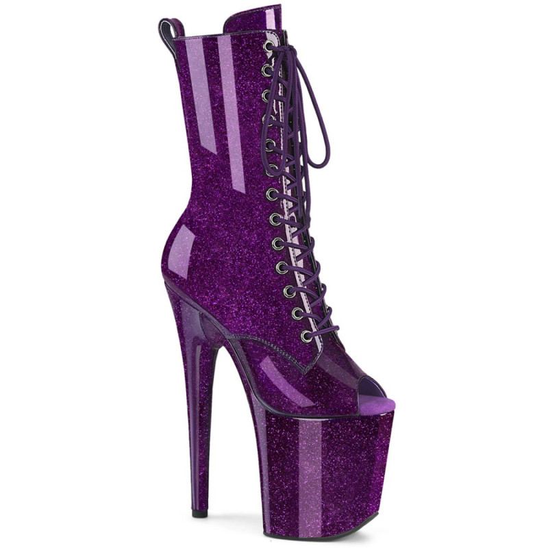 Pleaser FLAMINGO-1041GP Purple Glitter Patent Boots Pleaser FLAMINGO-1041GP Purple Glitter Patent Boots