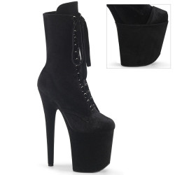 Pleaser FLAMINGO-1045VEL Black Velvet Ankle Boots
