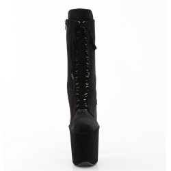 Pleaser FLAMINGO-1045VEL Black Velvet Ankle Boots