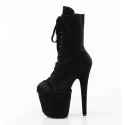 Pleaser FLAMINGO-1045VEL Black Velvet Ankle Boots