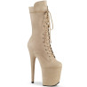 Pleaser FLAMINGO-1050FS Beige Vegan Suede Ankle Boots