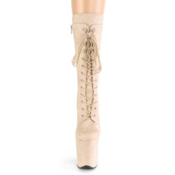 Pleaser FLAMINGO-1050FS Beige Vegan Suede Ankle Boots