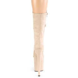 Pleaser FLAMINGO-1050FS Beige Vegan Suede Ankle Boots