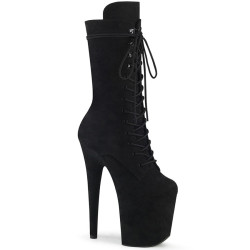 Pleaser FLAMINGO-1050FS Black Vegan Suede Ankle Boots