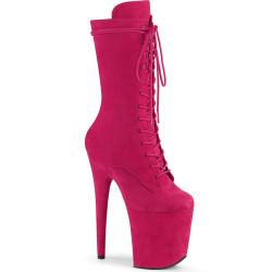 Pleaser FLAMINGO-1050FS Pink Vegan Suede Ankle Boots