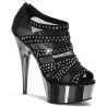 Pleaser DELIGHT-600-8 Black Vegan Suede Pewter Chrome