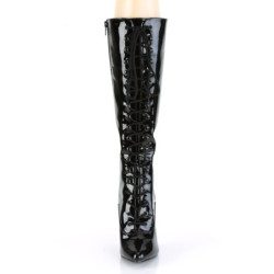 Pleaser SEDUCE-2020 Black Patent Stiletto Heeled Boots