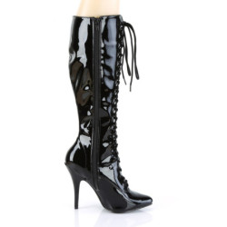 Pleaser SEDUCE-2020 Black Patent Stiletto Heeled Boots