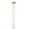 Demonia SHAKER-374 White Platform Thigh High Wedge Boots