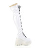 Demonia SHAKER-374 White Platform Thigh High Wedge Boots