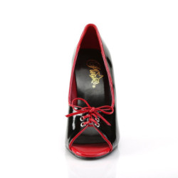 Pleaser SEDUCE-216 Black-Red Open Toe Bow Pumps
