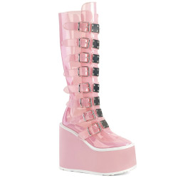 Demonia SWING-815C Rose Vegan Platform Knee High Boots