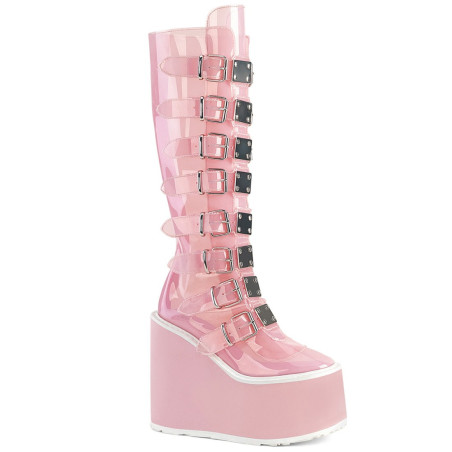 Demonia SWING-815C Rose Vegan Platform Knee High Boots