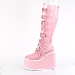 Demonia SWING-815C Rose Vegan Platform Knee High Boots