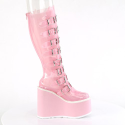 Demonia SWING-815C Rose Vegan Platform Knee High Boots