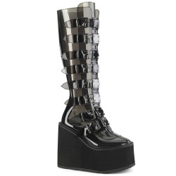 Demonia SWING-815C Smoke Vegan Platform Knee Boots