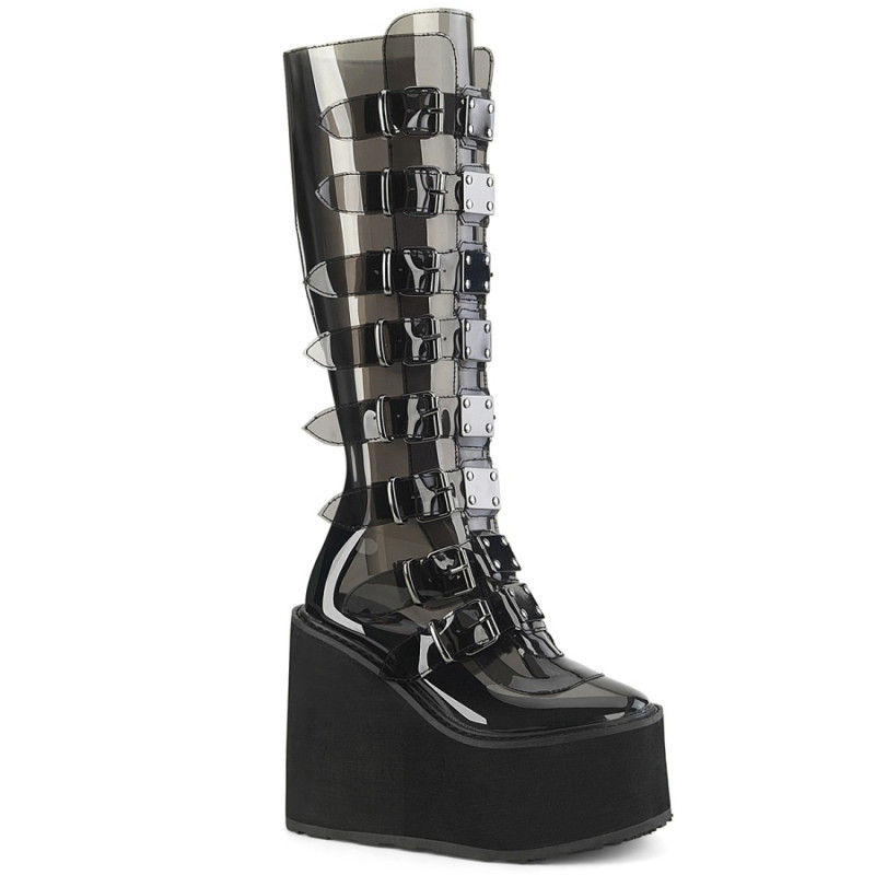 Demonia SWING-815C Smoke Vegan Platform Knee Boots Demonia SWING-815C Smoke Vegan Platform Knee Boots