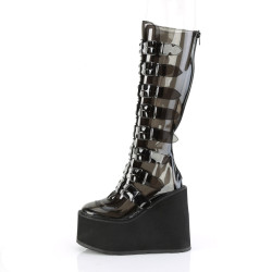 Demonia SWING-815C Smoke Vegan Platform Knee Boots