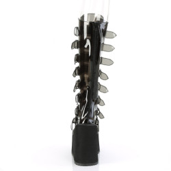 Demonia SWING-815C Smoke Vegan Platform Knee Boots