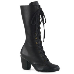 Demonia VIVIKA-205 Black Vegan Block Heel Knee Boots